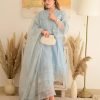 Light Blue Jam Cotton Embroidery Work Sharara Suit