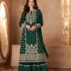 Green Georgette Sequins Sharara Suit