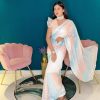 White Soft Georgette Shaded Sequin Saree
