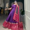 Traditional Wear Purple Color Tussar Silk Foil Printed Gown