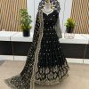 Black Georgette Embroidery Sequence Gown