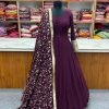 fashionable Wine Color Heavy Pure Soft Fox Georgette Anarkali Suit