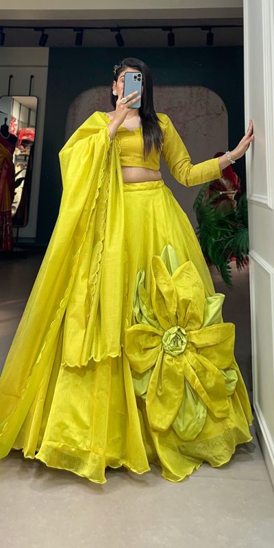 New Exclusive Yellow Color Rajwadi Chanderi Silk Lehenga Choli