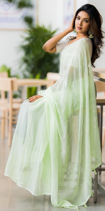 Fancy Look Light Green Color Zomato Silk Georgette beautiful sequence saree Saree