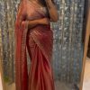 Peach Thread Sequence Work Saree