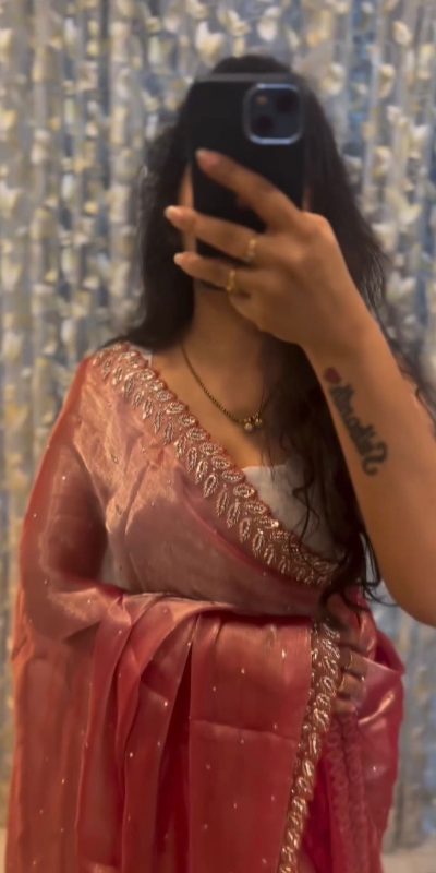 Alluring Peach Color Jimmy choo Thread Sequence Work Saree