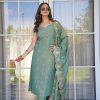 Peacock Green Chinnon Silk Embroidery Salwar Suit