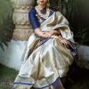 Artful White & Blue Color Soft Lichi Silk Jacquard Work Saree