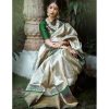 White & Green Soft Silk Jacquard Work Saree