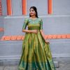 Green Silk Zari Weaving Gown