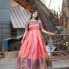 Pink Silk Zari Weaving Gown