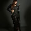 Black Georgette Heavy Sequins Embroidery Saree