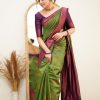 Green Soft Silk Ordinary Design Pallu Saree