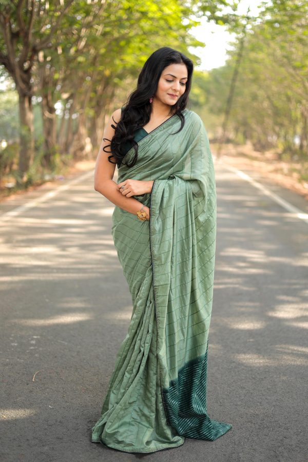 Classic Green Color Viscos cotton Beautiful Pallu All Over Saree