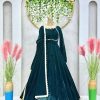 Peacock Blue Velvet Salwar Suit with Mirror Work