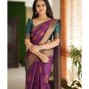 Classic Purple Color Soft Lichi Silk Cloth Rich Pallu All Over Saree