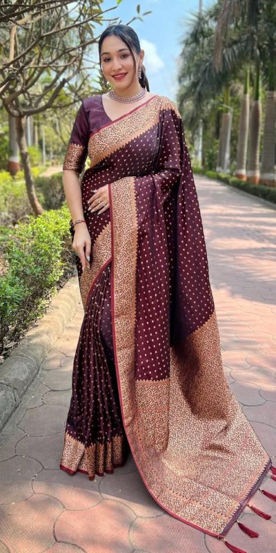 Dazzling Maroon Color Soft Lichi Silk Beautiful Rich Pallu Saree