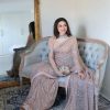 Peach Georgette Embroidery Sequence Saree