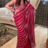Red Georgette Embroidery Pallu Saree