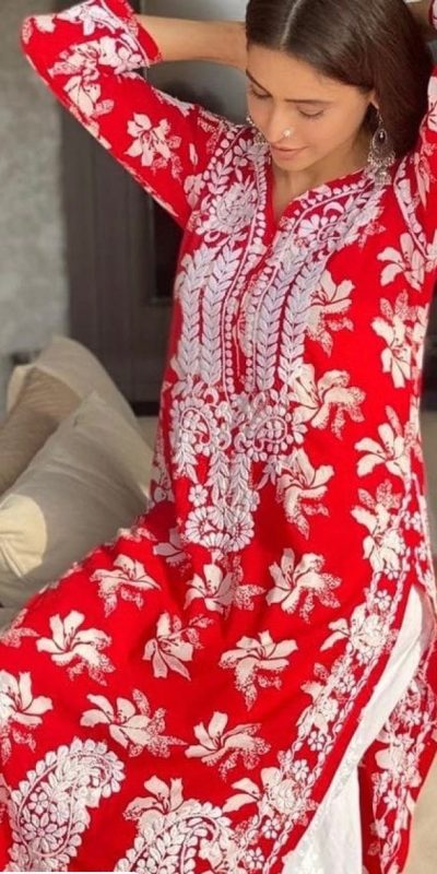 Dazzling Red Color Georgette Fancy Digital Printed Salwar Suit
