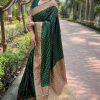 Stone Green Soft Silk Pallu Saree