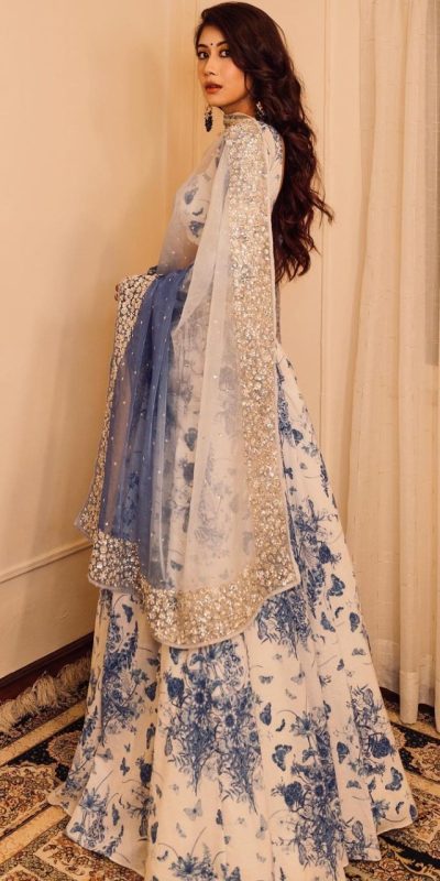 Dazzling White Color Georgette Digital Printed Lehenga Choli