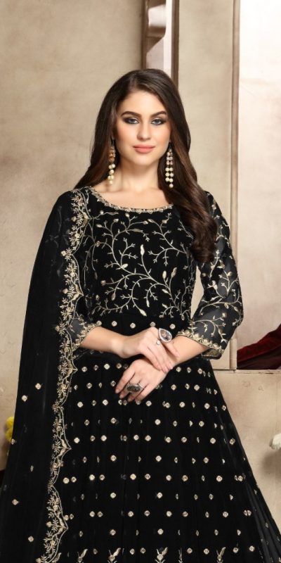 Elegant Black Color Georgette Multi Thread Zari Stich Anarkali Suit