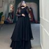 Black Georgette Plain Top with Plain Plaza and Dupatta