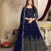 Navy Blue Georgette Multi Thread Zari Anarkali Suit