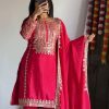 Pink Chinnon Silk Embroidery Salwar Suit