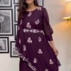 Wine Georgette Thread With Sequence Anarkali Suit