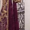 Purple Net Embroidery Diamond Work Sharara Suit