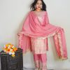 Pink Chinnon Silk Embroidery Salwar Suit