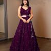 Wine Georgette Embroidery Lehenga Choli