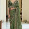 Green Organza Embroidery Lace Border Saree