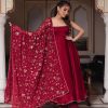 Red Heavy Faux Georgette With Fully Flair Salwar Suit