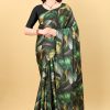 Black Soft Silk Digital Printed Saree