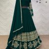 Dark Green Georgette Embroidery Lehenga Choli