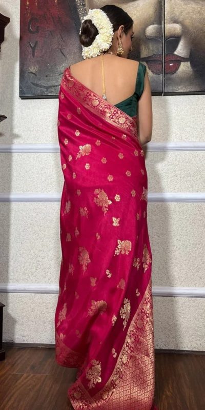 Graceful Pink Color Banarasi Soft Silk Extra Ordinary Design Saree