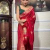 Red Banarasi Soft Silk Saree