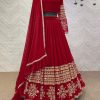 Graceful Red Color Georgette Embroidery Sequins Lehenga Choli