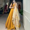 Mustard Polyester Viscose Chadri Lehenga Choli