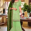 Parrot Green Faux Georgette Embroidery Salwar Suit