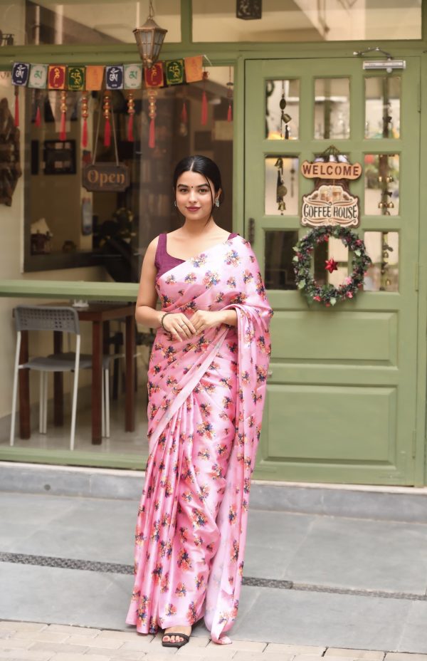 Luminous Light Pink Heavy Devsena Soft Silk Digital Printed Saree