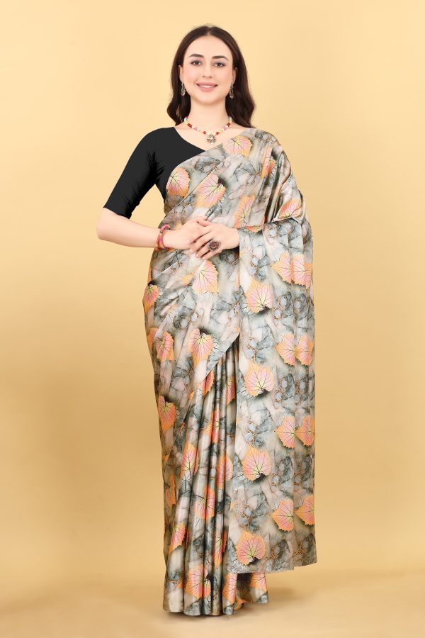 Majestic Grey Color Devsena Soft Silk Saree Digital Printed Saree