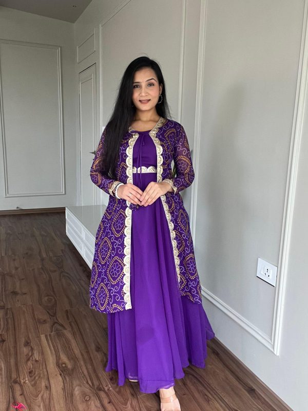 Majestic Purple Color Georgette Heavy Embroidery Anarkali Suit