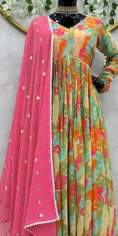 Mesmerizing Green Color Faux Georgette Digital Print Salwar Suit