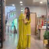Mustard Chinnon Silk Embroidery Salwar Suit