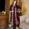 Wine Rayon Chain-Stitch Work Salwar Suit