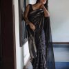 Silver Black Soft Silk Ordinary Design Saree